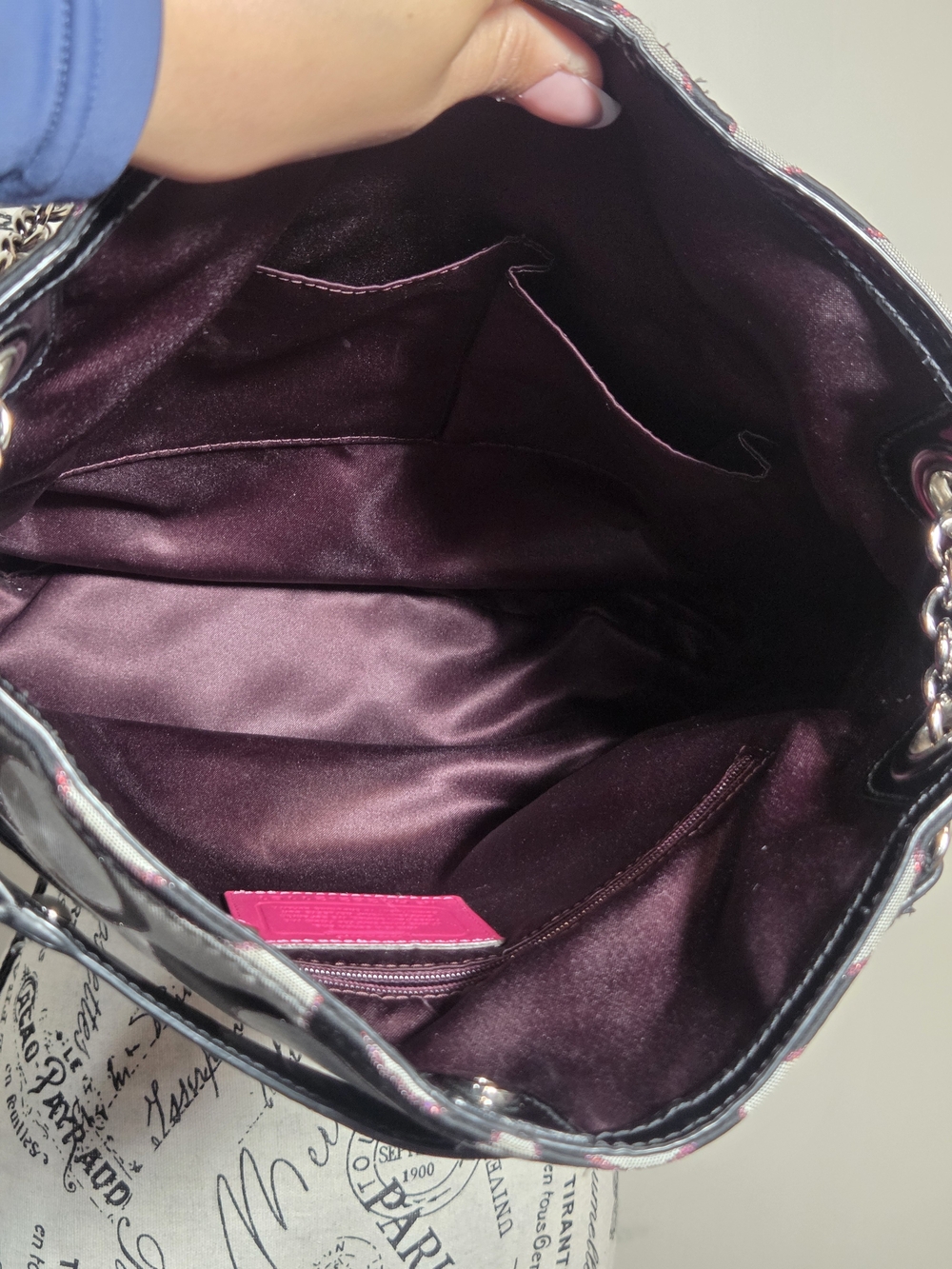 Coach Poppy Metallic Signature Slim Tote Gray 2 Tags (Style 21161) - Picture 9 of 14